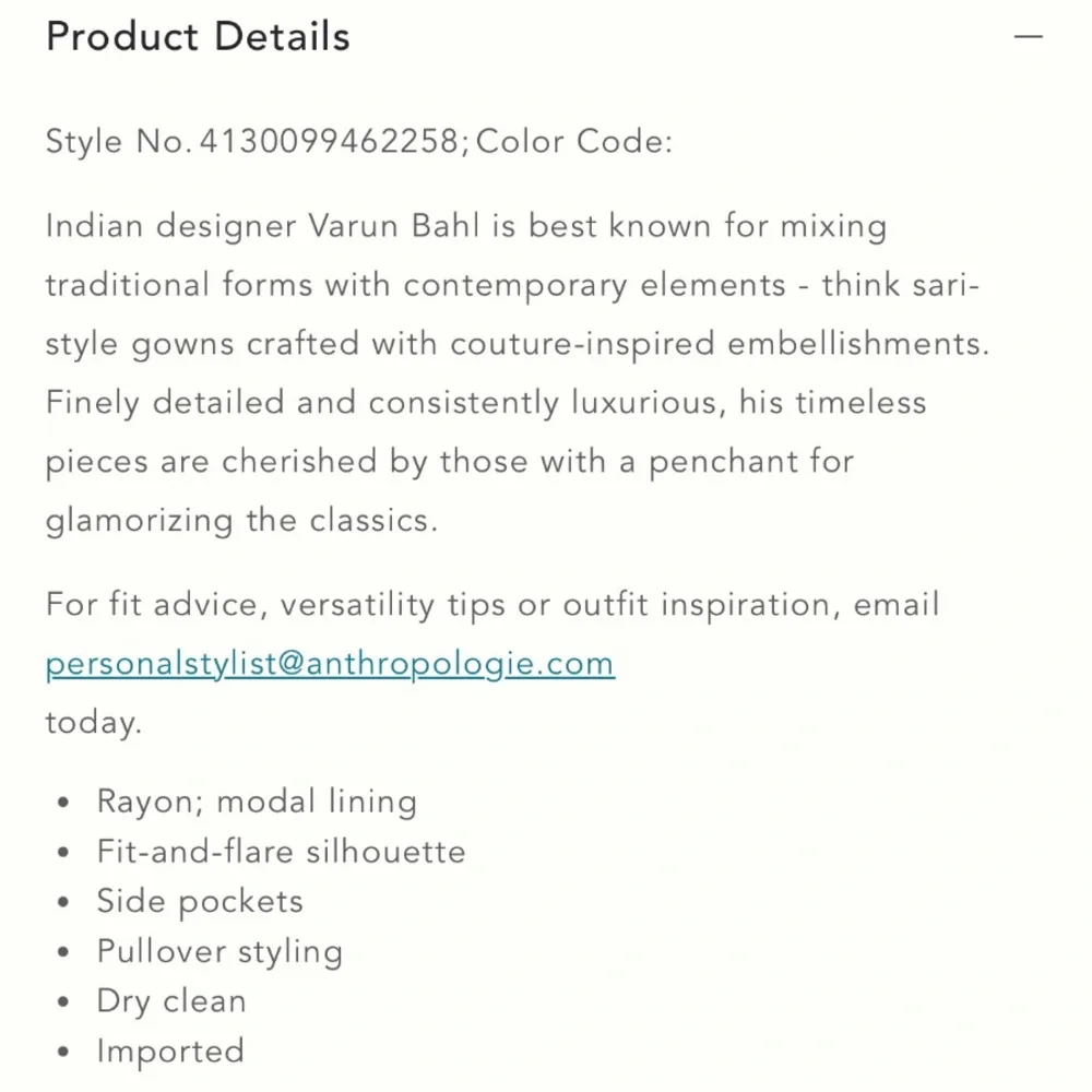 NEW Anthropologie Varun Bahl Catria Floral Dress SM Lined Pockets Made in India - Picture 16 of 16